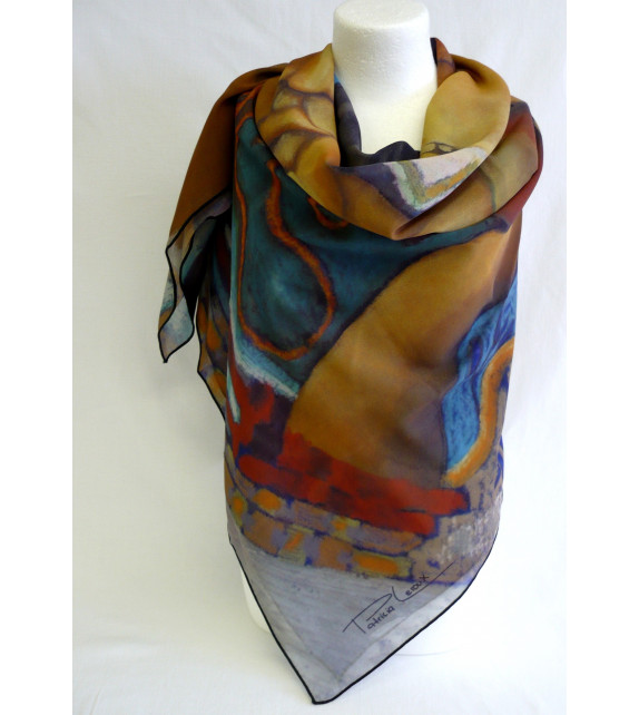 Scarf (90x90) "La vague" by Patricia LEROUX