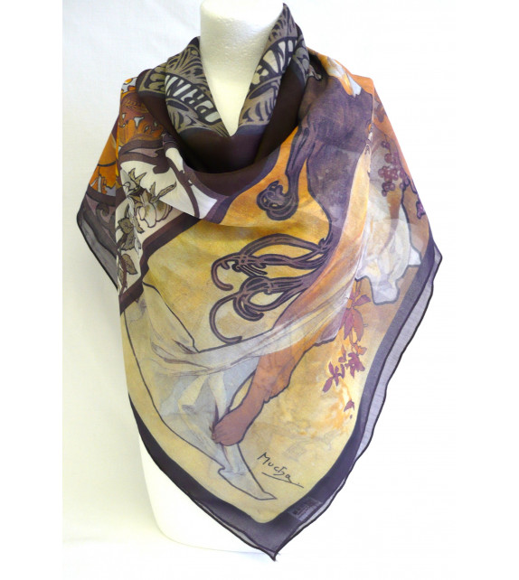 Foulard (90x90) "Les quatre saisons" de MUCHA