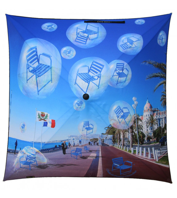 advertising umbrella for "Le relais de la chaise bleue" Nice 2019