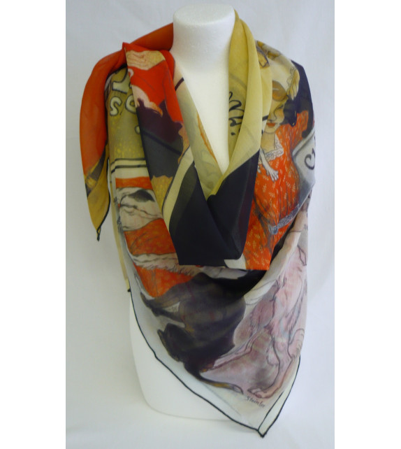 Foulard mousseline polyester (90x90)  "Affiches" de Téophile Alexandre STEINLEN