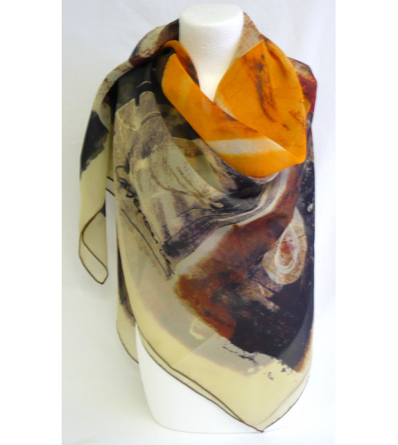 Foulard mousseline polyester (90x90) "Europe" de Christiane CASENEUVE