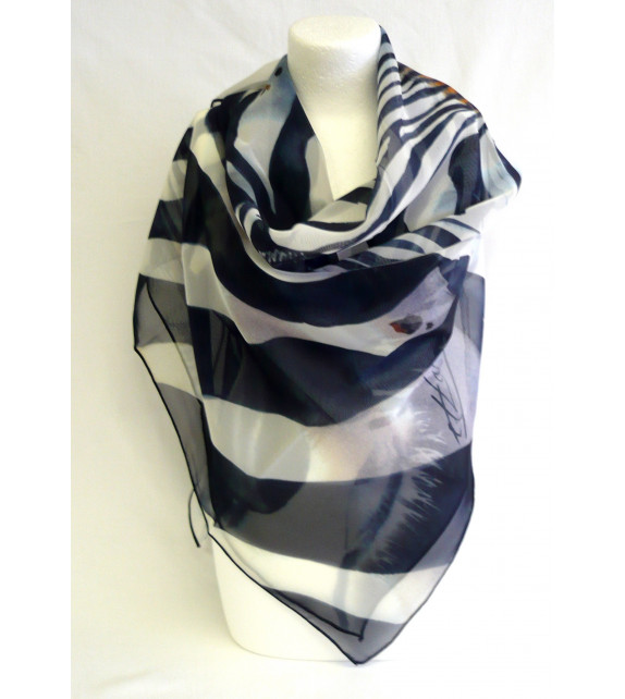 Foulard (90x90) "Deux zèbres" d'Anne LAROSE